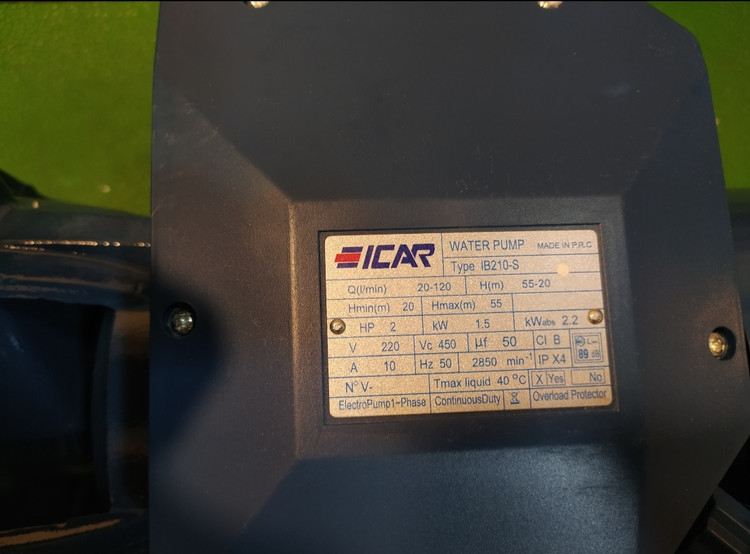 پمپ آب دو اسب دو پروانه ایکار ICAR مدل IB210-s