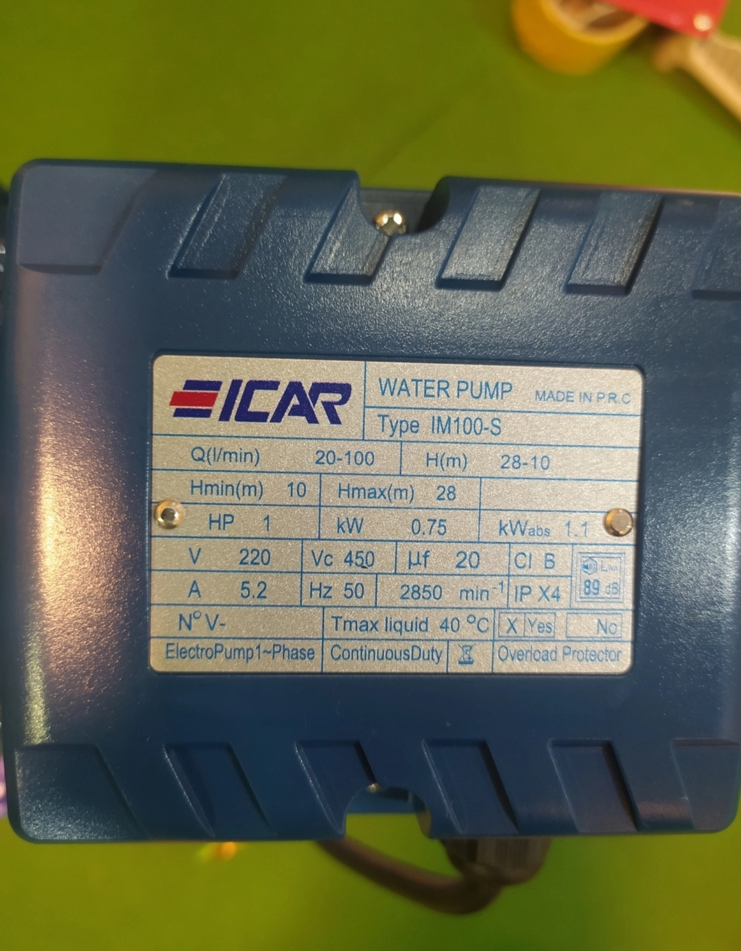 پمپ یک اسب بشقابی ایکار پروانه استیل مدلIM100-s