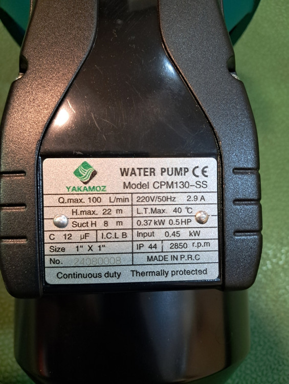 پمپ نیم اسب بشقابی پروانه استیل یاکاموز